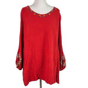 🟣 ALTAR'D STATE Women's Size Small Floral Embroidered Puff Sleeve Boho Blouse